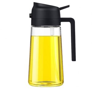 Distributeur et pulvérisateur d'huile de cuisine écologique réutilisable, bouteille en verre 2-en-1 de 470 ml pour la cuisson - Product Image 1