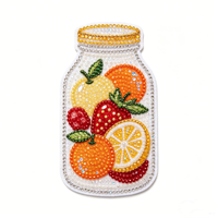 Applique de luxe 3D en strass perlés, motif bouteille orange brodée, thermocollante, pour la décoration de vêtements