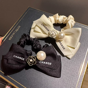 Premium Feel Elegant Black and White Bowknot Hair Tie Simple Niche Design Women's Hair Ties Fashionable Headwear Wholesale - Product Image 5