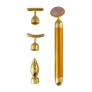 Ensemble de rouleaux vibrants en pierre de jade 4 en 1 avec 4 têtes interchangeables, bâton de massage pour lifting du visage, rouleau 3D et Gua Sha - Product Image 3