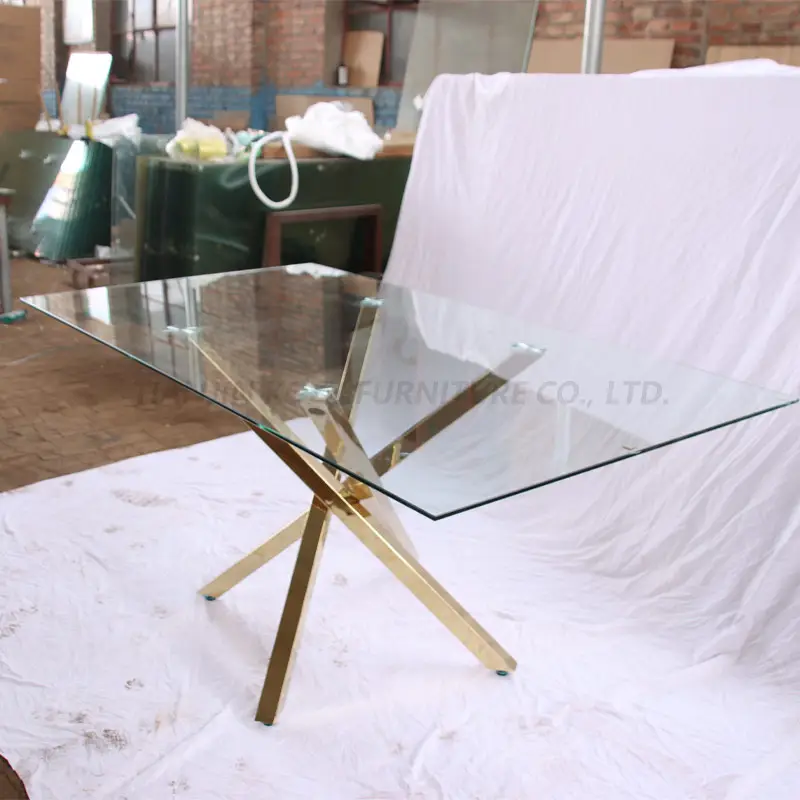Ensembles de meubles de salle à manger Table à manger en verre trempé italien de luxe
