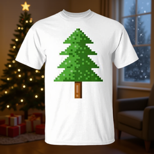 T-shirt Retro Pixel Christmas Tree in tessuto tri-mix, regalo per le feste - Product Image 3