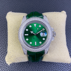 Reloj Mecánico de Lujo para Hombre con Diamantes de Moissanita Platino, Esfera Verde, Resistente al Agua, Automático, para Buceo - Product Image 1