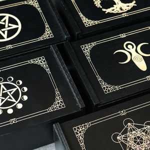 Caja de Almacenamiento de Cartas de <span class=keywords><strong>Tarot</strong></span> de Madera con Diseño Pintado, Soporte Multifuncional para Cartas Estándar - Product Image 5