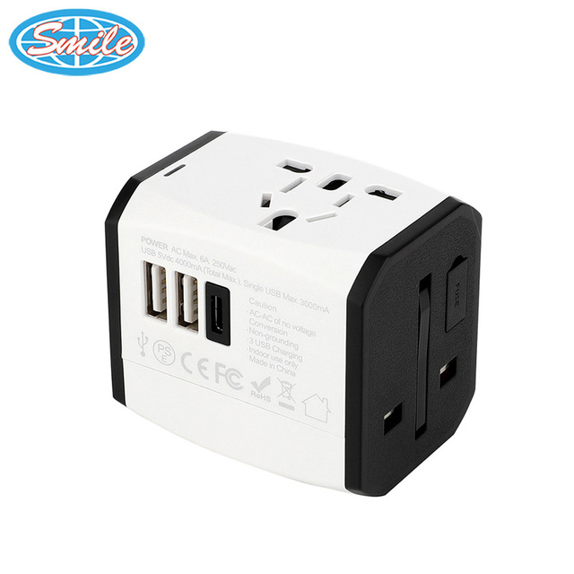 Universal Travel Adapter Voltage Compatible Us Uk Eu Au 3 Port Usb Plug Socket Travel Adapters