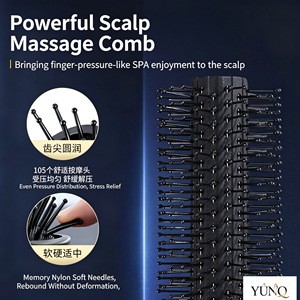 Peigne de coiffure noir pour la maison, peigne massant à coussin d'air, pour cheveux bouclés et raides, en plastique - Product Image 5