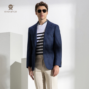 Veste décontractée <span class=keywords><strong>bleu</strong></span> <span class=keywords><strong>marine</strong></span> à carreaux pour <span class=keywords><strong>homme</strong></span> Revers en pointe <span class=keywords><strong>Blazer</strong></span> de luxe à simple boutonnage Vêtement d'extérieur - Product Image 6