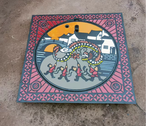 High <strong>Quality</strong> D400 <strong>Cast</strong> <strong>Iron</strong> CE ISO9001 Certified Manhole Cover Lock System Black Bitumen Surface Decorative Graffiti Roadway - Product Image 5