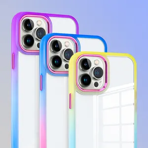 Capa de TPU Rainbow para celular iPhone 12 13 14 15 Pro Max, capa traseira 2 em 1 para uso em PC, novo design de verão e moda