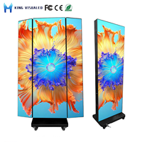 Panneau d'affichage LED portable pliable à trois volets P2.5 GOB double face, prix d'usine, écrans pliables pour stand d'exposition