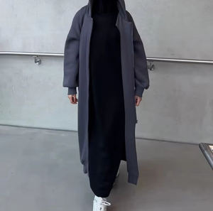 Abaya personnalisée, cape unie, sweat-shirts à capuche pour femmes, poche latérale, longue cape musulmane surdimensionnée, style sweat-shirt à manches longues, streetwear gothique - Product Image 3