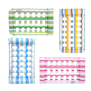 Matelas flottant gonflable avec trous, 120-70 cm, épaissi, pour adultes, pour fêtes au bord de la piscine, design rayé - Product Image 2