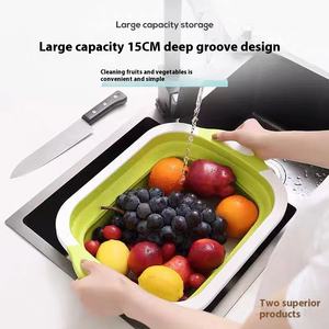Planche à découper pliante multifonctionnelle Évier de cuisine en plastique Lavabo à légumes Panier d'égouttage pour <span class=keywords><strong>Amazon</strong></span> Nouvelles fournitures - Product Image 3
