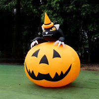 Calabaza Inflable Gigante de PVC Resistente con Sombrero de Bruja, Decoración de Halloween para Interiores y Exteriores, para Plaza, Centro Comercial, Carnaval