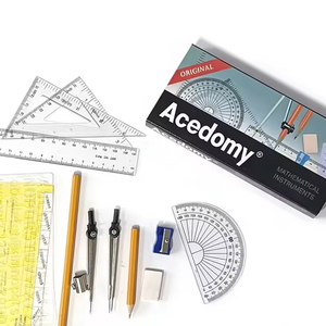 Nouvel ensemble de papeterie scolaire de haute qualité, 13 pièces, ensemble de géométrie en métal pour dessin technique, compas et crayons pour le traçage de cercles - Product Image 1