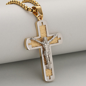 Collar Religioso de la Pasión de Jesús, Medallas de San Benito en Oro y Plata, Colgante de Cruz de Ángel, Collar para Hombre, Regalos - Product Image 2