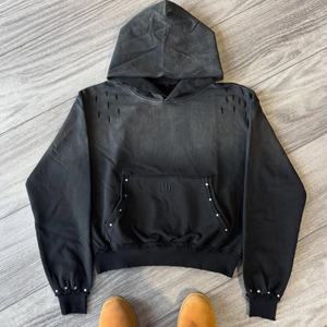 เสื้อทรงบ็อกซี่ครอป ผ้าฝ้ายเนื้อหนัก 100% ประดับด้วยคริสตัล ตกแต่งไหล่ตก ผ้าเฟรนช์เทอร์รี่ พิมพ์ลาย เป็นมิตรต่อสิ่งแวดล้อม ระบายอากาศได้ดี สไตล์วินเทจ ดีไซน์ขาดๆ - Product Image 5