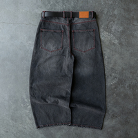 Ensemble deux pièces en jean pour homme, fabrication sur mesure, effet délavé, veste multi-poches, jean large, broderie streetwear vintage 3D