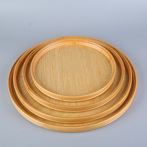 Bamboo and wood tray, Japanese cake and pizza plate, round fruit plate, Nordic style household <b>teacup</b> and tableware holder, - Product Image 1