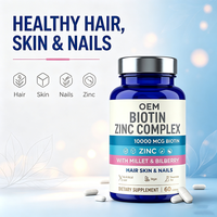 Tablet Kompleks Biotin Seng 10000 Mcg Biotin Dengan Millet & Bilberry untuk Mendukung Kesehatan Rambut, Kulit & Kuku Tablet Biotin Kompleks