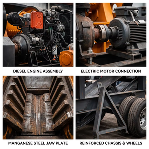 Concasseur de roche portable à moteur diesel PE250x400, concasseur à mâchoires mobile, pas besoin d'électricité pour les sites miniers isolés - Product Image 2