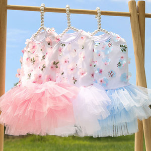 Robe florale pour <span class=keywords><strong>chien</strong></span> en gros, jupe d'été <span class=keywords><strong>à</strong></span> volants pour animaux de compagnie, vêtements respirants en polyester pour chiots de petite taille OEM/ODM - Product Image 4