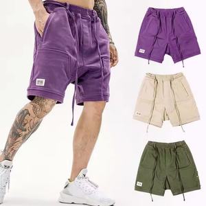 Pantalones Cortos Cargo para Hombre al por Mayor, Personalizados, Lisos, de Algodón, Casuales, Bordados, con Cintura Elástica, Estilo Vintage, Lavado Ácido, Holgados - Product Image 1