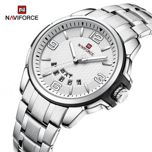 Montre NAVIFORCE 9215 pour homme, argent et bleu, quartz, acier inoxydable, étanche, affichage du calendrier et de la semaine - Product Image 5