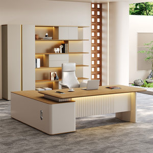 Chất lượng cao HDF văn phòng bằng gỗ Đồ nội thất Modular bàn văn phòng hiện đại bàn làm việc văn phòng L bàn với kệ - Product Image 5