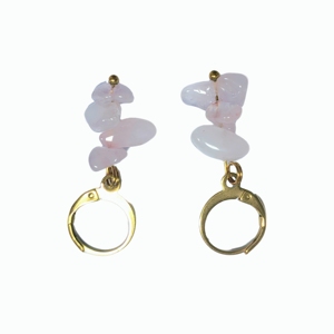 Pendientes de Cuarzo Rosa con Piedras en Forma de Gota, Hechos a Mano, Joyería Colgante para Fiestas, Uso Diario, Regalo - Product Image 5