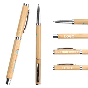 Wholesale High Quality Advertisement Wooden Bamboo Gel Ink Pen With Printed Logo