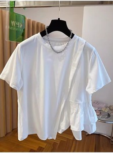 Camicia da <span class=keywords><strong>donna</strong></span> slim fit a maniche corte con design irregolare e vita accentuata, nuova <span class=keywords><strong>collezione</strong></span> estiva 2026, all'ingrosso per boutique - Product Image 4