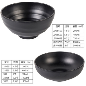 ชามบะหมี่สีดำด้าน 1006L ภาชนะเมลามีนแบบซ้อนได้ สำหรับราเมน หม้อไฟรสเผ็ด สไตล์ญี่ปุ่น เกาหลี - Product Image 2