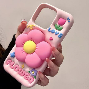 Cover per telefono in Silicone per telefono con bordo a forma di fiore, graziosa, a forma di fiore, Anti-goccia, per <span class=keywords><strong>iPhone</strong></span> 16 15 14, 12 11 - Product Image 1