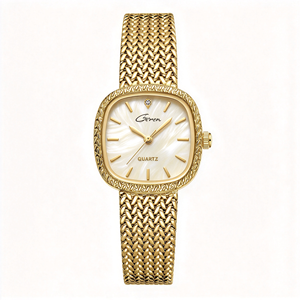 Montre élégante en alliage doré avec cadran en cuivre et fermoir bijou pour les sorties décontractées - Product Image 2