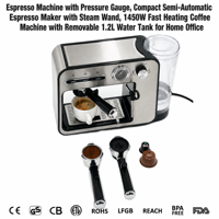 Machine à café expresso électrique 19 bars en acier inoxydable, pour dose simple ou double, cappuccino, pour usage domestique ou hôtelier