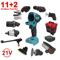 Belmont Perceuse sans fil tout-en-un 16 pièces Clé électrique Kit d'outils combinés Clés réglables Étui souple Durable en plastique au lithium