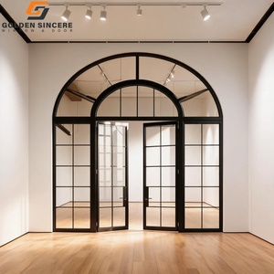GS Luxury Villa Entrance Grand Arched Aluminum Glass French Door Heavy Duty Double <b>Swing</b> Door - Product Image 5