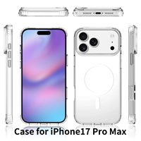 Coque de luxe antichoc pour iPhone 17 18 Pro Max avec protection d'appareil photo 2,5 mm, rebord surélevé 1,2 mm, hybride TPU PC transparente et magnétique