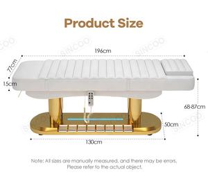 Camilla de Masaje Eléctrica de Lujo Reclinable de Cuero Sintético Blanco con 3 Motores para Tratamientos, Mobiliario Exclusivo para Salón de Belleza y Spa - Product Image 5