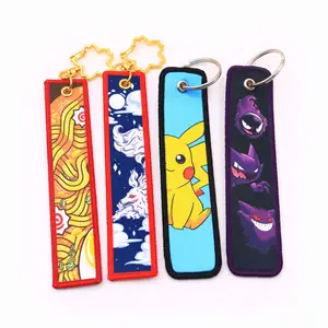 Simple Design Custom Logo Purse Embroidered Keychain / Sublimation Printing Key Tag For Bags