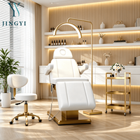 Lit de beauté électrique sur mesure pour salon, réglable, pour soins du visage et spa, fauteuil inclinable en acier inoxydable doré, 3 moteurs
