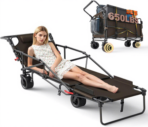 <span class=keywords><strong>Chariot</strong></span> <span class=keywords><strong>de</strong></span> <span class=keywords><strong>plage</strong></span> <span class=keywords><strong>pliable</strong></span> tout-terrain robuste à grandes roues et grande capacité, idéal pour le shopping, le camping et comme chaise longue inclinable – Offre Spéciale - Product Image 2