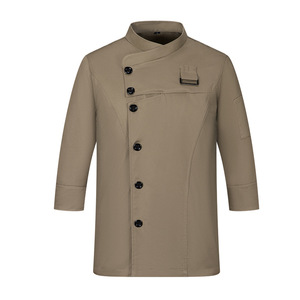 Vêtement de travail en coton respirant à double boutonnage, logo personnalisé, uniforme de chef long, conçu sur mesure, veste de cuisine professionnelle unisexe - Product Image 5