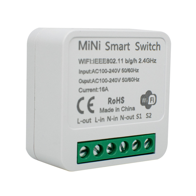 16A Mini WiFi Switch Works with Tuya DIY Smart Home Relay Smart Life App Control Remote Timer Compatible with Alexa Google Home