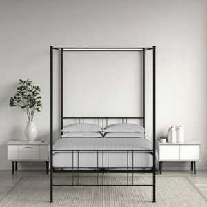 Современный популярный черный железный металлический каркас кровати с <span class=keywords><strong>4</strong></span>-мя стойками для спальни - Product Image 3