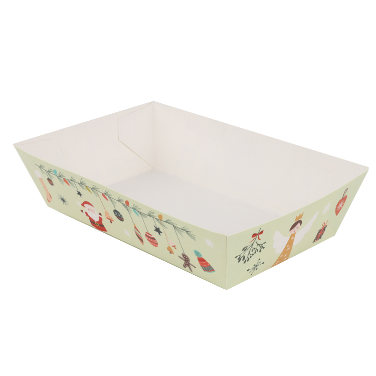 new design custom Christmas printed logo food Disposable Paper Boat Box For Restaurant
