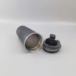 Copo de café isolado em aço inoxidável 18/8 canecas de viagem a vácuo de parede dupla com capa de silicone