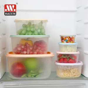 Geladeira personalizada de cozinha, caixa de plástico transparente para armazenamento de grãos de frutas e vegetais de qualidade premium, recipientes para servir alimentos