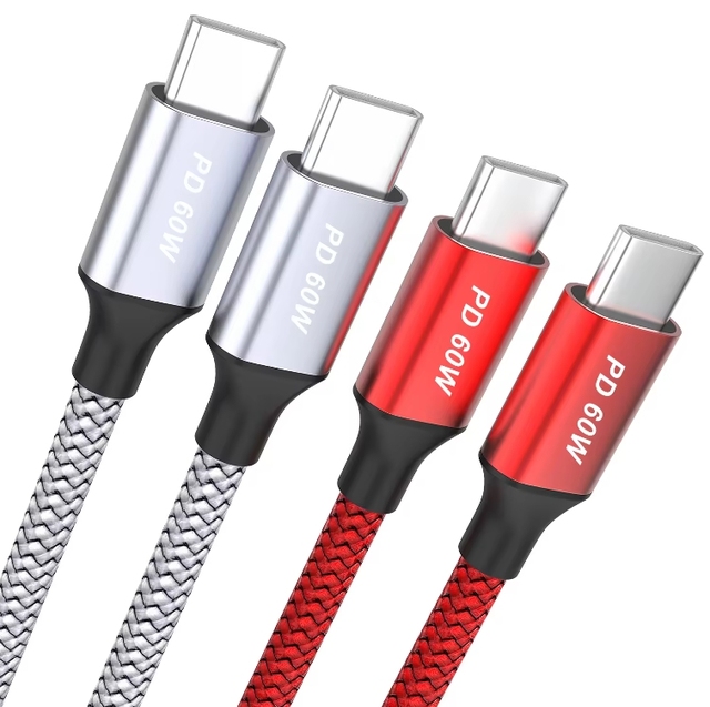1m 2m 3m 60W Braided Fast Charging Type C Charger Cord Compatible USB C to USB C Cable for Samsung S23 Note 20 Pad MacBook Air